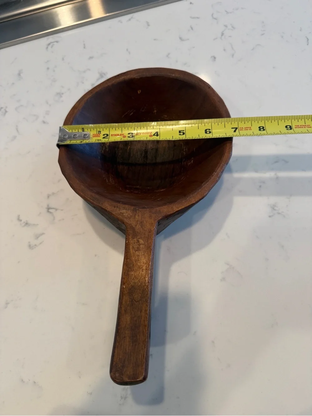 Primitive Wooden Dough Bowl With Handle Hand Carved Farmhouse Decor Vintage